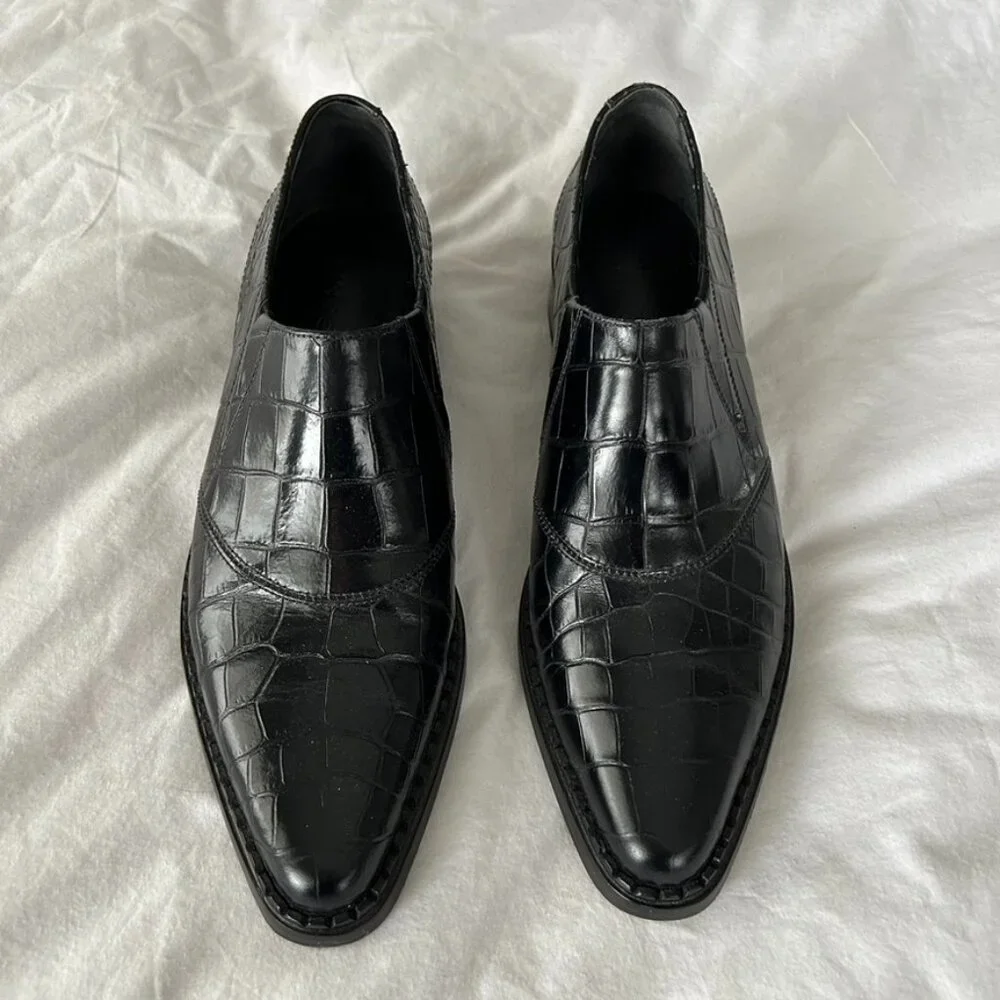 Vince Leather Croc Loafers 7.5
